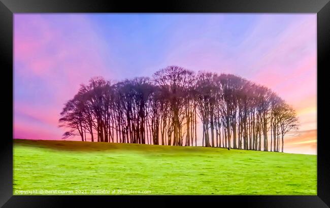 Dramatic sunset Nearly home Trees. Cookworthy Knap Framed Print by Beryl Curran