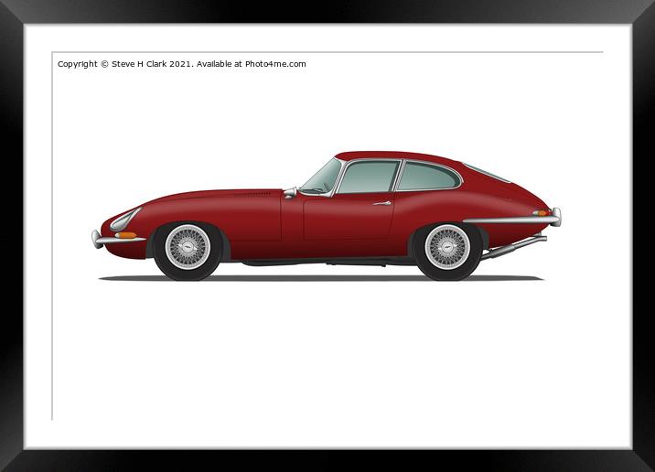 Jaguar E Type Fixed Head Coupe Maroon Framed Mounted Print by Steve H Clark