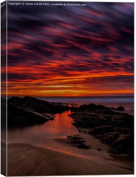 Crooklets Beach Sunset #4, Bude, Cornwall Canvas Print by Derek Daniel