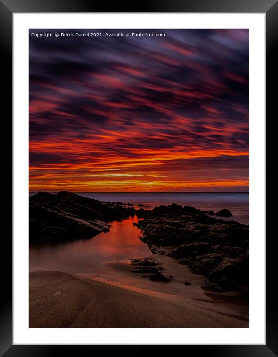 Crooklets Beach Sunset #4, Bude, Cornwall Framed Mounted Print by Derek Daniel