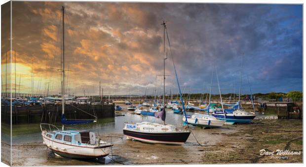 Sunset at Hill Head Harbour Canvas Print by Dave Williams