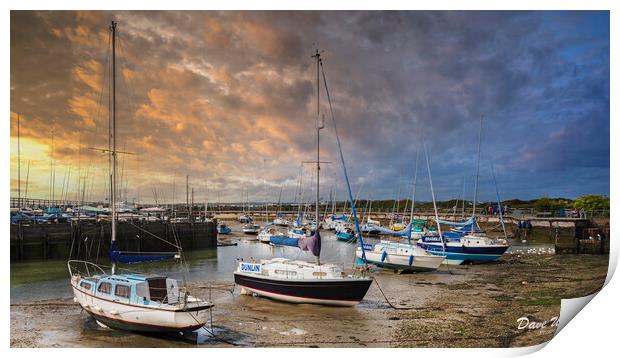 Sunset at Hill Head Harbour Print by Dave Williams