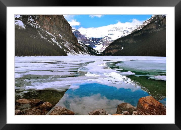 Lake Louise Victoria Glacier Alberta Canada Framed Mounted Print by Andy Evans Photos