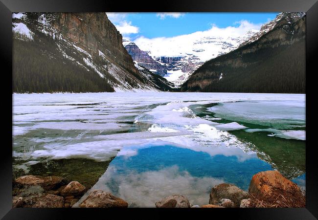 Lake Louise Victoria Glacier Alberta Canada Framed Print by Andy Evans Photos