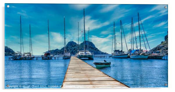Bay with boats on a jetty Acrylic by Travel and Pixels 