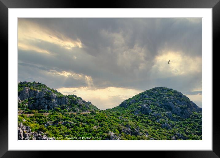Dramatic mountain and eagle Framed Mounted Print by Travel and Pixels 