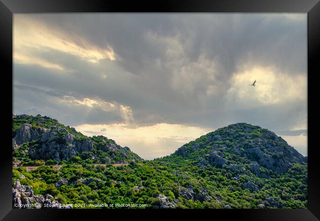 Dramatic mountain and eagle Framed Print by Travel and Pixels 