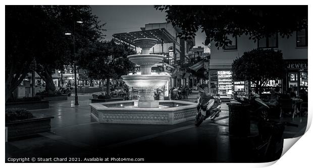 marmaris town centre in black and white at night Print by Travel and Pixels 