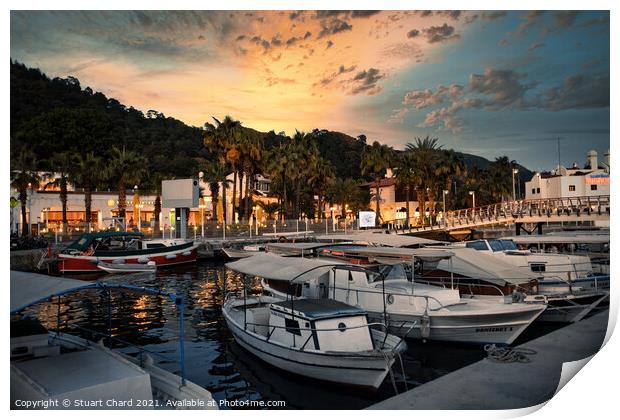 Fishing and sailing boats in the marina at sunset Print by Travel and Pixels 