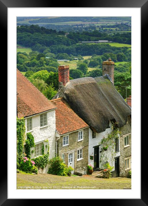 Cottages on Gold Hill Shaftesbury Dorset England Framed Mounted Print by Chris Warren