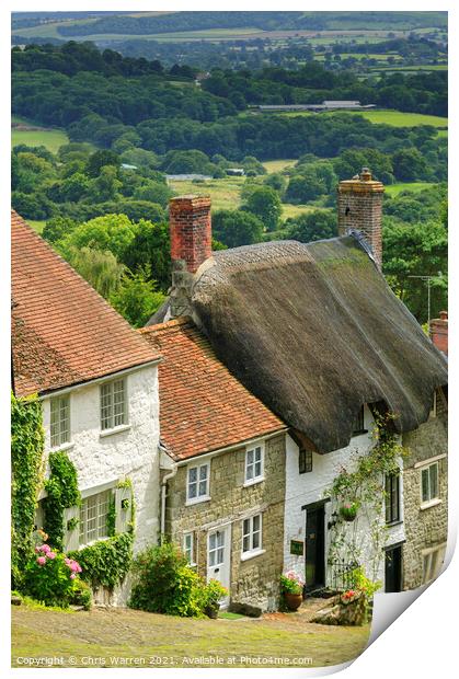 Cottages on Gold Hill Shaftesbury Dorset England Print by Chris Warren