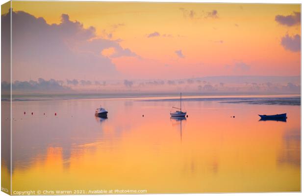 Dawn on the River Cleddau, Lawrenny, Pembrokeshire Canvas Print by Chris Warren
