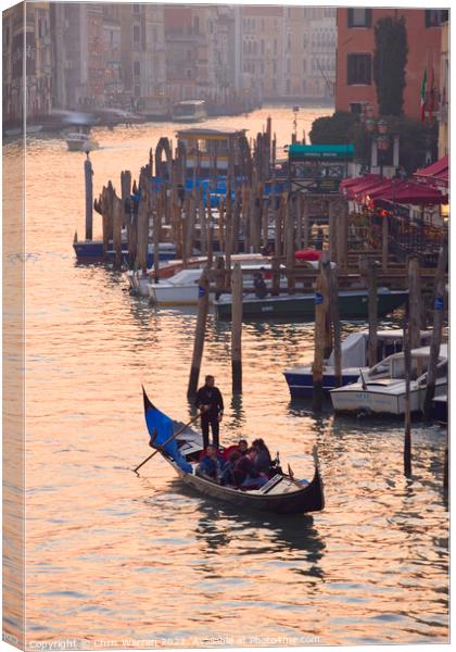 Gondola on the Grand Canal Venice at dusk Canvas Print by Chris Warren