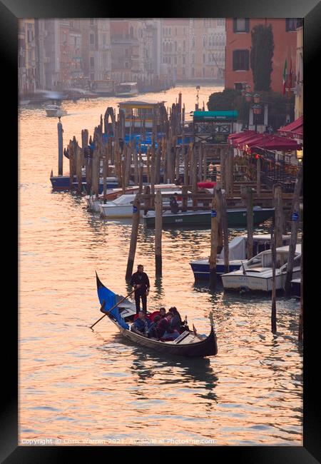 Gondola on the Grand Canal Venice at dusk Framed Print by Chris Warren