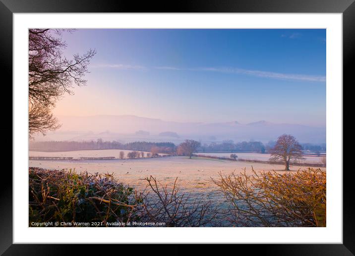 Winter sunrise Brecon Beacons Wales Framed Mounted Print by Chris Warren