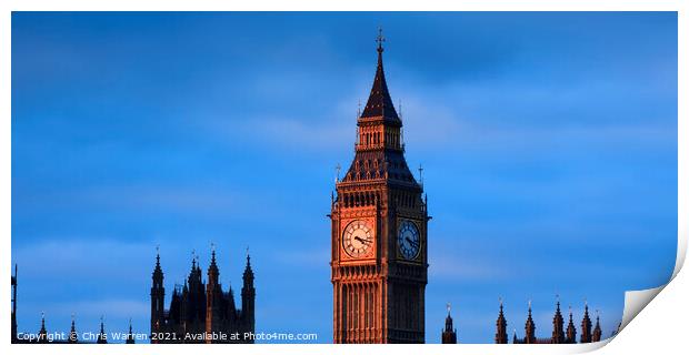 Big Ben London in the evening light Print by Chris Warren