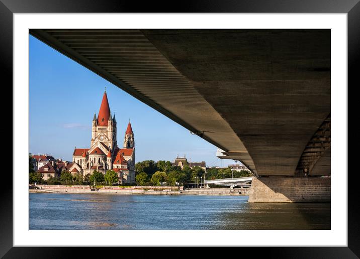 St Francis Church In Vienna From Under The Bridge Framed Mounted Print by Artur Bogacki