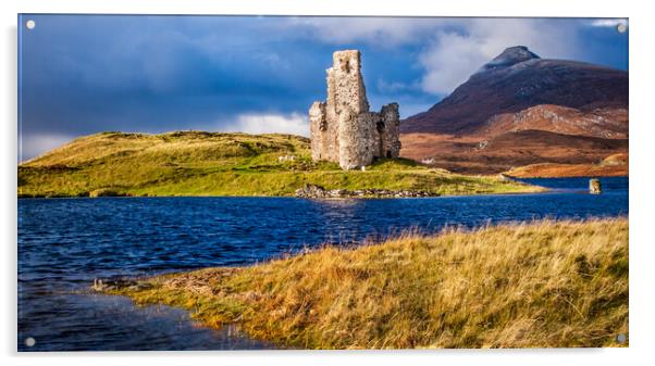 The ruins of Ardvreck Castle on Loch Assynt Acrylic by John Frid
