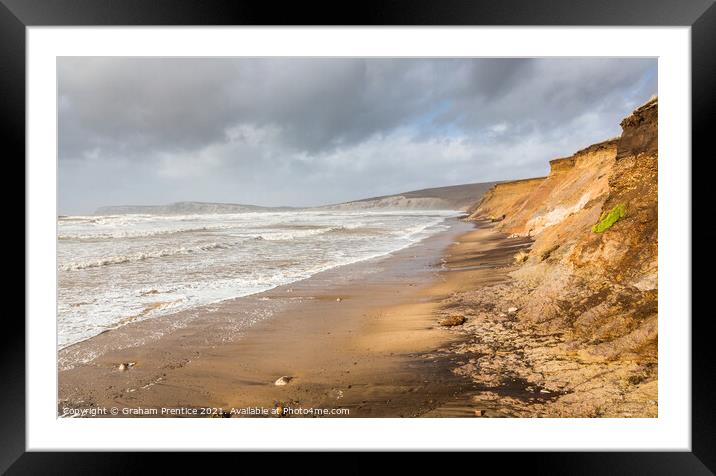 Compton Bay in Stormy Weather Framed Mounted Print by Graham Prentice