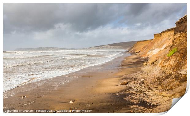 Compton Bay in Stormy Weather Print by Graham Prentice