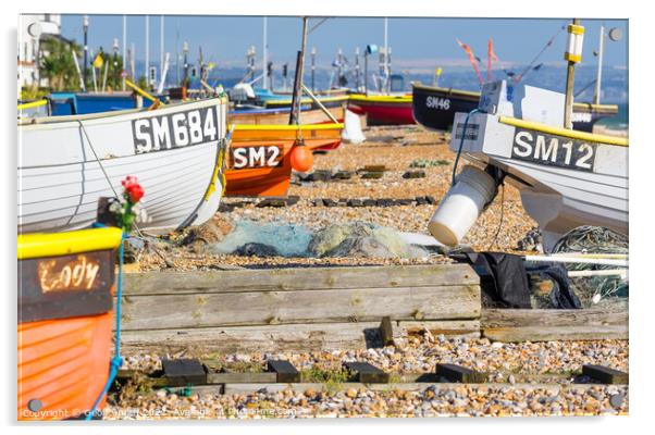 Fishing boats in Worthing Acrylic by Geoff Smith