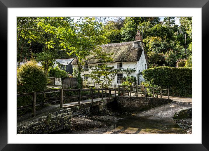 Helford Village, cottage Cornwall ,England Framed Mounted Print by kathy white