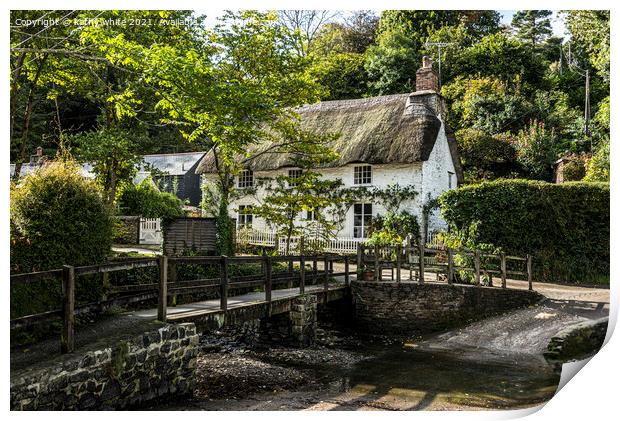 Helford Village, cottage Cornwall ,England Print by kathy white