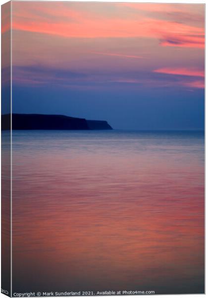 Summer Sunset Across The Bay at Whitby North Yorkshire England Canvas Print by Mark Sunderland