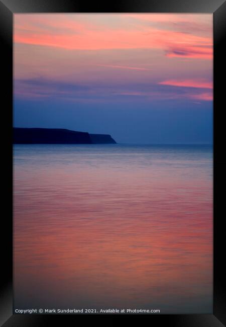 Summer Sunset Across The Bay at Whitby North Yorkshire England Framed Print by Mark Sunderland