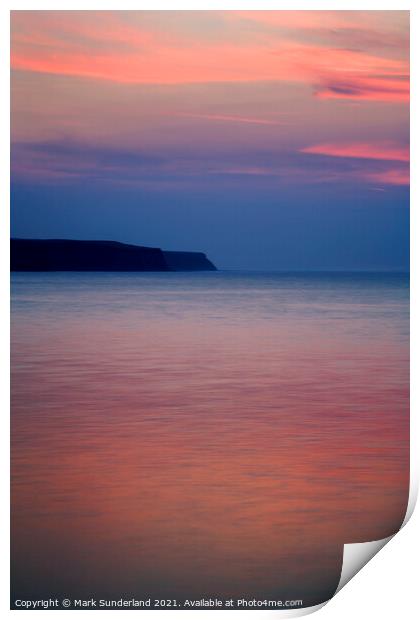 Summer Sunset Across The Bay at Whitby North Yorkshire England Print by Mark Sunderland