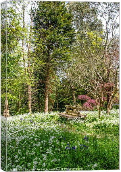 Wild garlic,  White Flowers,woods,A lovely place  Canvas Print by kathy white