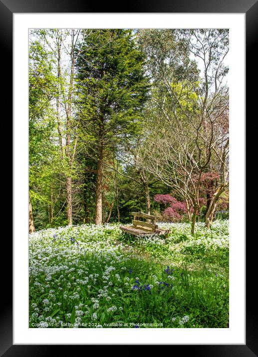 Wild garlic,  White Flowers,woods,A lovely place  Framed Mounted Print by kathy white