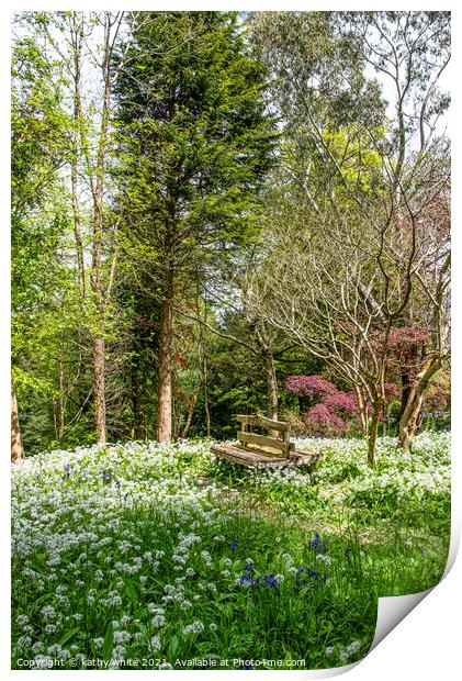 Wild garlic,  White Flowers,woods,A lovely place  Print by kathy white