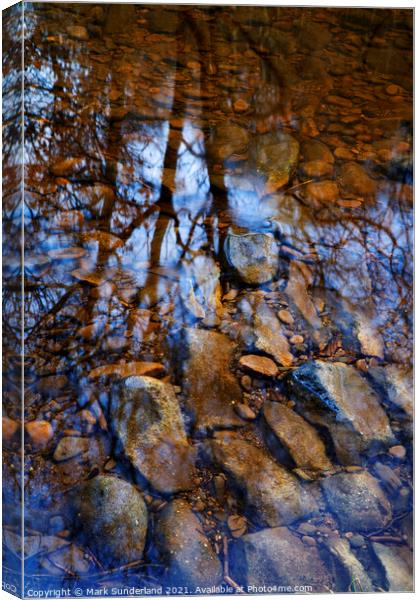 Reflection in Hebden Water Canvas Print by Mark Sunderland