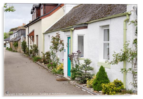 Dornoch Cottages Sutherland Scotland Acrylic by Pearl Bucknall