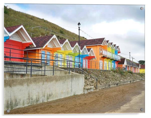 Beach huts in Scarborough Acrylic by Roy Hinchliffe