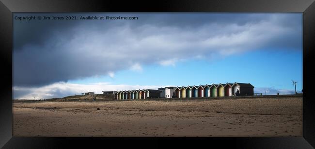 Blyth Beach Huts Panorama Framed Print by Jim Jones