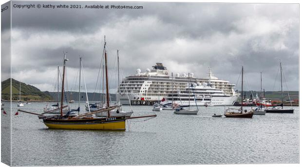 falmouth,boat in the Harbour Qatari Royal Family d Canvas Print by kathy white