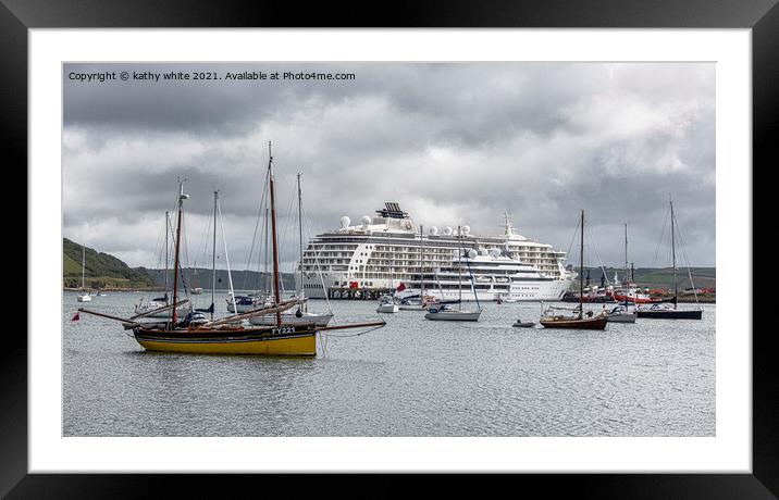 falmouth,boat in the Harbour Qatari Royal Family d Framed Mounted Print by kathy white