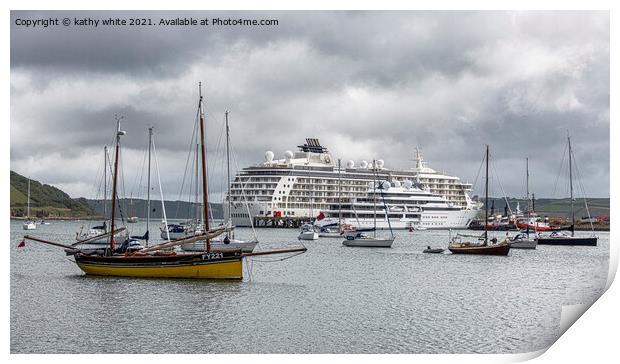 falmouth,boat in the Harbour Qatari Royal Family d Print by kathy white