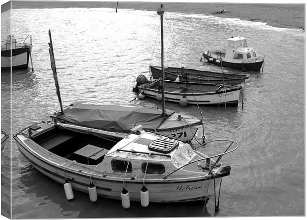 Evening at the Harbor, Black and White Canvas Print by Tammy Winand
