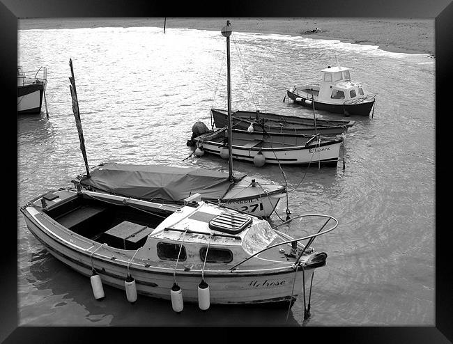 Evening at the Harbor, Black and White Framed Print by Tammy Winand