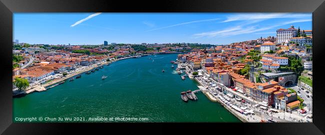 Panorama of River Douro and its riverbanks in Porto, Portugal Framed Print by Chun Ju Wu