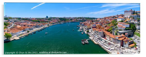 Panorama of River Douro and its riverbanks in Porto, Portugal Acrylic by Chun Ju Wu