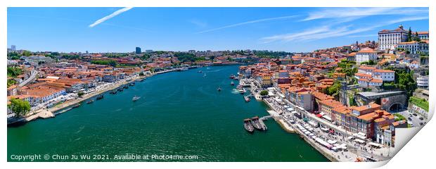Panorama of River Douro and its riverbanks in Porto, Portugal Print by Chun Ju Wu