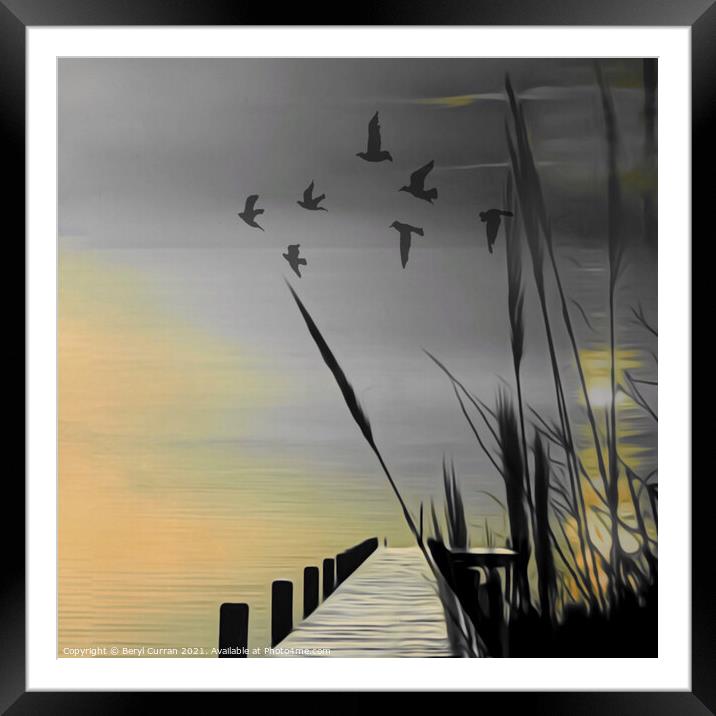 Serene Pier at Dusk Framed Mounted Print by Beryl Curran