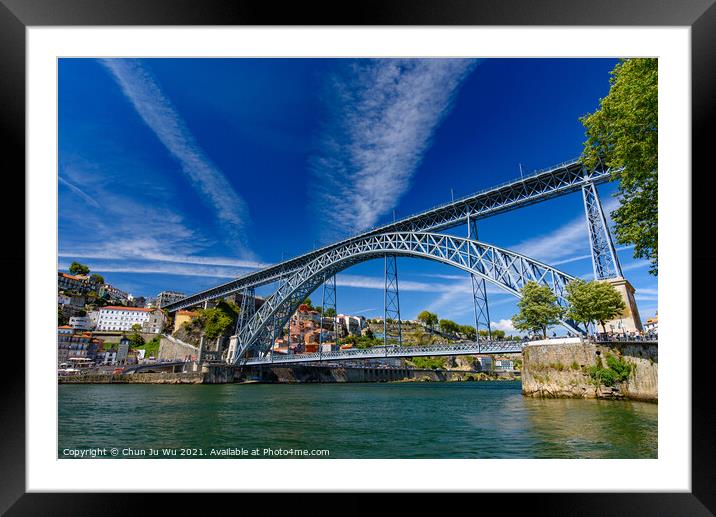 Dom Luis I Bridge, a double-deck bridge across the River Douro in Porto, Portugal Framed Mounted Print by Chun Ju Wu