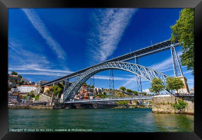 Dom Luis I Bridge, a double-deck bridge across the River Douro in Porto, Portugal Framed Print by Chun Ju Wu