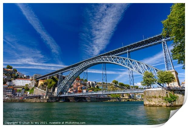 Dom Luis I Bridge, a double-deck bridge across the River Douro in Porto, Portugal Print by Chun Ju Wu