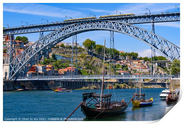 Dom Luis I Bridge, a double-deck bridge across the River Douro in Porto, Portugal Print by Chun Ju Wu